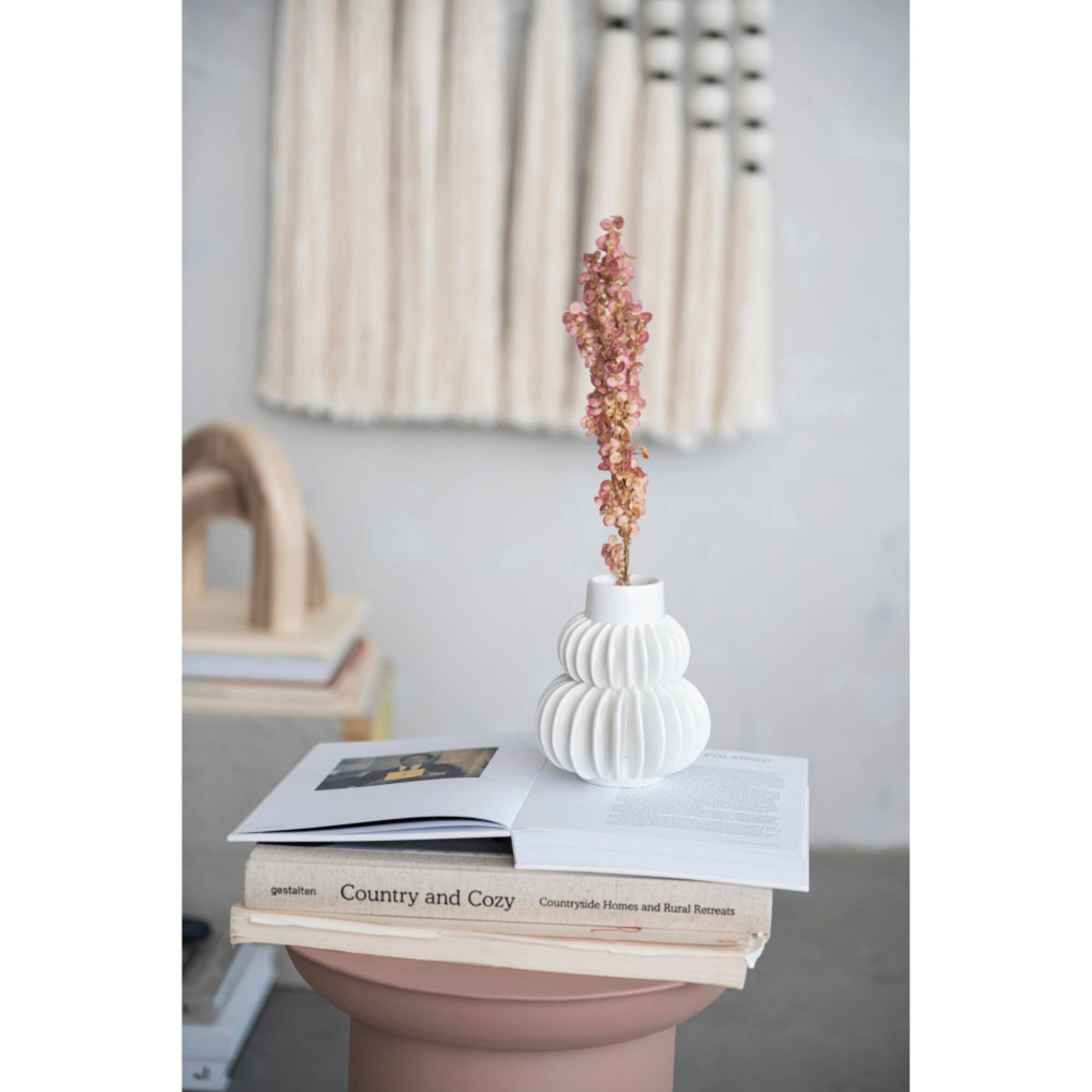 Hello Honey® 5" Handmade Stoneware Vase With Half Circle Pleated Design